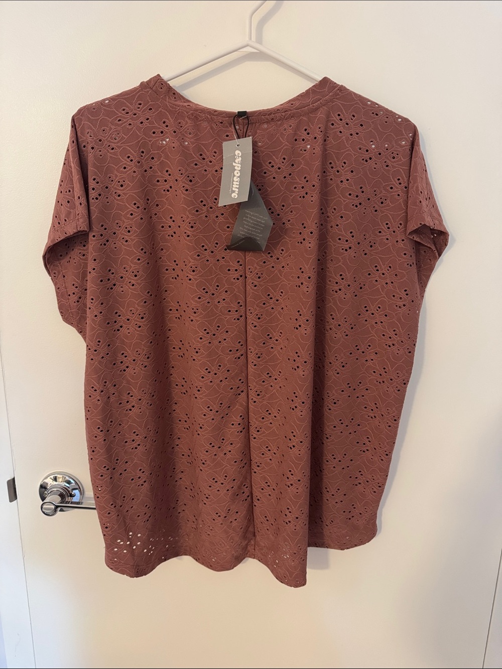 Only Dusty Rose Eyelet Short Sleeve Top - Picture 2 of 2